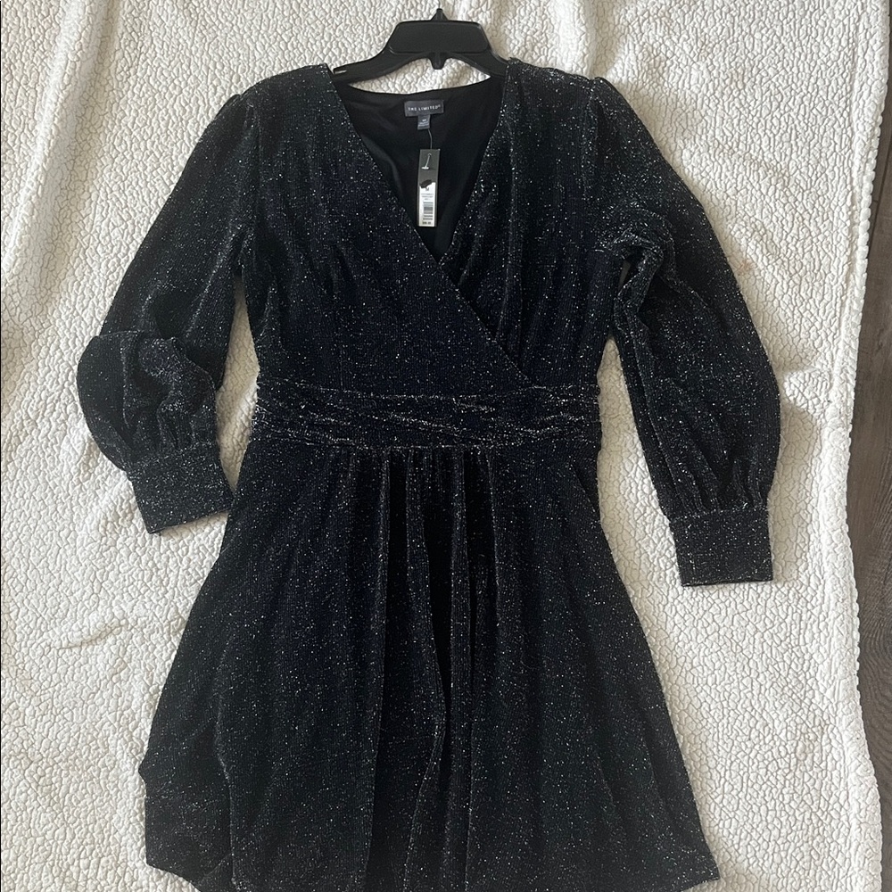 The Limited Black Glitter Long Sleeve Dress